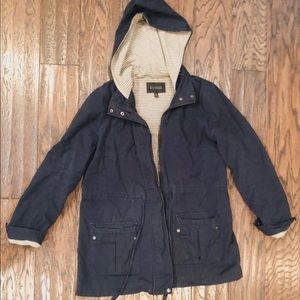 Cute navy zip up jacket with hoodie
